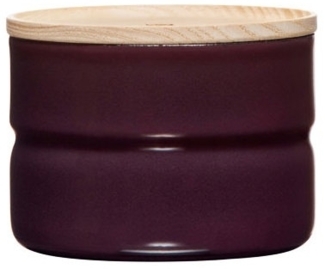 Riess Vorratsdose 230ml Emaille mit Holzdeckel dark aubergine