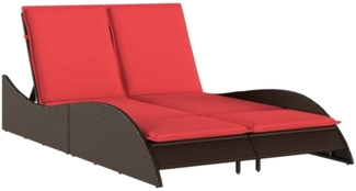 vidaXL Sonnenliege mit Kissen Braun 114x205x73 cm Poly Rattan 368294