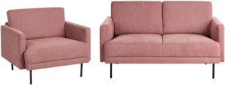 Sofa Set 2-Sitzer BREDA Stoff Rosa