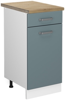Küchenunterschrank R-Line Blau-Grau 40 cm , AP Eiche Vicco