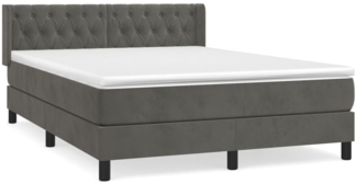 vidaXL Boxspringbett mit Matratze Dunkelgrau 140x200 cm Samt 3131142