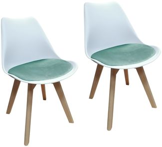 HTI-Living Atlanta Weiß, Velvet Türkis Stuhl