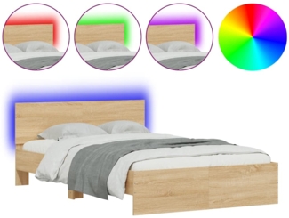 vidaXL Bettgestell mit Kopfteil LED-Beleuchtung Sonoma-Eiche 140x200cm 3207611