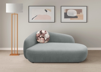 DOMO. collection Recamiere 700013, Liege mit Zierkissen, oval, Füße mit Filzgleitern, Chaiselongue, Sofa, Polstergarnitur, 183 x 105 x 75 (BxTxH), grau
