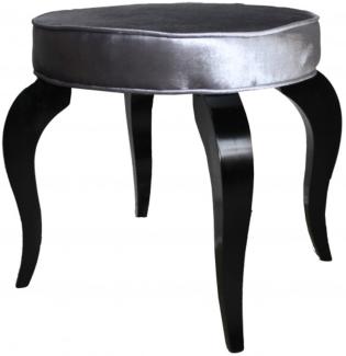 Casa Padrino Barock Sitzhocker Grau / Schwarz - Designer Rundhocker - Luxus Qualität