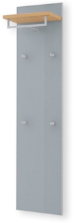 Garderobenpaneel Volare / Vortina , Echtholz, Glas , Grau , 42 x 170 x 27 cm