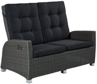 dasmöbelwerk Gartenbank Living 2er Sofa Kansas Relaxsofa Garten Couch Zweisitzer grau-mix, verstellbarer Rückenlehne