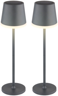 2x LED Solarleuchte, Tischlampe anthrazit, H 41 cm