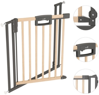 Geuther Türschutzgitter Türschutzgitter Easylock 80,5-88,5 cm in Holz/Schwarz zum Klemmen (1 St), Kinderschutzgitter zum Klemmen - inkl. Türstopper