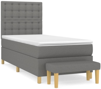 vidaXL Boxspringbett mit Matratze Dunkelgrau 80x200 cm Stoff, Härtegrad: H2 [3137430]