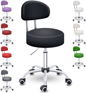 TRESKO Rollhocker mit Lehne Beige Arbeitshocker Hocker Drehhocker Kosmetikhocker Praxishocker
