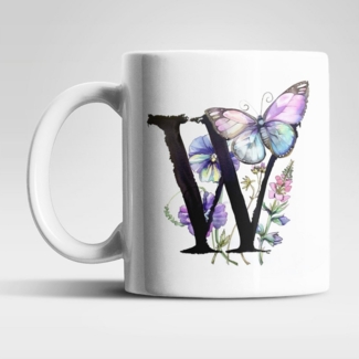 WS-Trend Tasse Name A bis Z Blumen Schmetterlinge Kaffeetasse Teetasse Geschenkidee, Keramik
