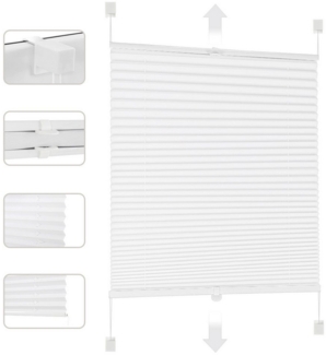 Sekey Plissee 100% Verdunkelung Plissee ohne Bohren Klemmfix Faltrollo Lichtschutz, verdunkelnd, Klemmfix, Weiß, 100% Verdunkelnd, Blickdicht, verspannt, inkl. Klemmträger