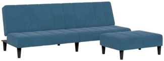 vidaXL Schlafsofa 2-Sitzer mit Fußhocker Blau Samt 3258091