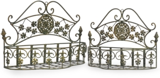 Moritz 2er Set Pflanzkörbe Metall antik grün Blumentopfhalter Wandmontage Landhausstil Pflanzkorb Indoor Outdoor