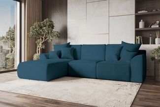 99rooms Gusto Ecksofa Cordstoff POSO Blau Links mit Schlaffunktion