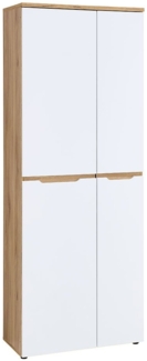 Büroschrank vito Clyde , Holzwerkstoff , Weiß, Holzfarben , 75 x 197 x 38 cm
