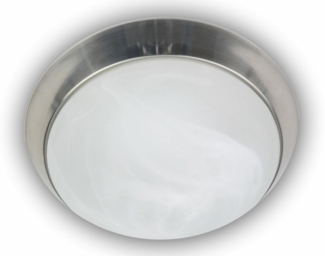 Deckenleuchte rund, Glas Alabaster, Dekorring Silber matt, Ø 25cm