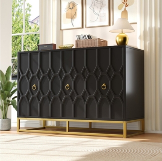 Flieks Sideboard (1 St, mit verstellbare Ablagen), Küchenschrank mit 3 Türen Anrichte Kommode Wohnzimmer, Breite 120 cm
