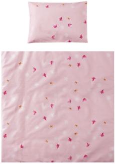 Lorelli Babybettwäsche-Set Eva 5-tlg Decke 75 x 75 cm, Kissen 29 x 42 cm, Bezüge pink