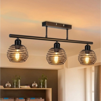 Nettlife Deckenleuchte Schwarz Vintage Wohnzimmer E27 Deckenlampe Retro Industrial, LED wechselbar, für Wohnzimmer Schlafzimmer Küche Esszimmer Arbeitzimmer Esstisch