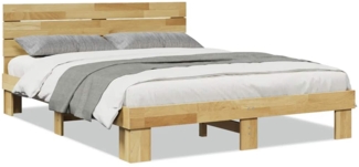vidaXL Massivholzbett mit Kopfteil ohne Matratze 140x200 cm Eichenholz 3315722
