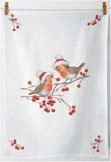 Ambiente® Geschirrtuch Christmas robins, (1-tlg, 1-teilig), Geschirrtücher ca. 50x70 cm Baumwolle