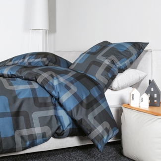 Janine Mako-Satin Bettwäsche J.D. 87096 denimblau|155x200 cm + 80x80 cm