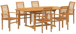 vidaXL Garten Essgruppe 7 pcs Braun 200 x 100 x 75 cm Massivholz Teak 3383943