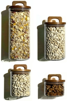 Zoha Vorratsglas Luftdichte Vorratsgläser Glas & Akazienholz-Deckel mit Henkel, Borosilikatglas, (Komplett Set, 2-tlg, Verschiedene Größen), Behälter aus Glas - Borosilikatglas