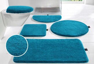 Bruno Banani Badematte Lana, Badvorleger, Badezimmer Teppich, Höhe 25 mm, rutschhemmend beschichtet, fußbodenheizungsgeeignet, schnell trocknend, strapazierfähig, Polyacryl, rechteckig, 3-tlg. Stand-WC Set, Badteppich, Badematten, unifarben, auch als 3...