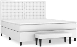 vidaXL Polsterbett mit Matratze Weiß 180x200 cm Kunstleder