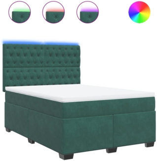 vidaXL Boxspringbett mit Matratze Dunkelgrün 160x200 cm Samt 3293263