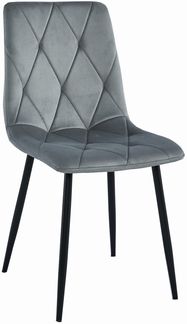 Valora TYRA Stuhl, silbergrauer Samtbezug mit schwarzen Metallbeinen (1 Stück)