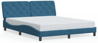 vidaXL Bettgestell ohne Matratze Blau 160x200 cm Samt 3207933