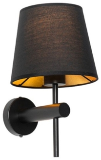 Qazqa Wandleuchte Pluk, ohne Leuchtmittel, E27, Schwarz, Modern, Stahl, 1-flammig