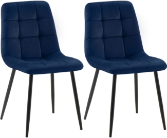 Esszimmerstuhl Tilde 2 Esszimmerstühle blau Samt