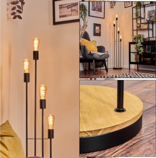 hofstein Stehlampe Stehlampe aus Metall/Holz in Schwarz/Holz hell mit Fußschalter, ohne Leuchtmittel, moderne Stehleuchte im Retro/Vintage-Design, Höhe 141 cm, E27