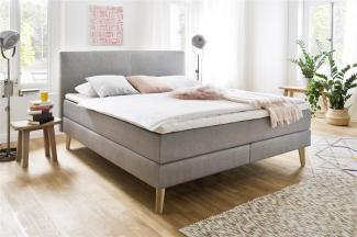 Boxspringbett >Greta< in taupe aus Stoffbezug - 163x114x213cm (BxHxT)