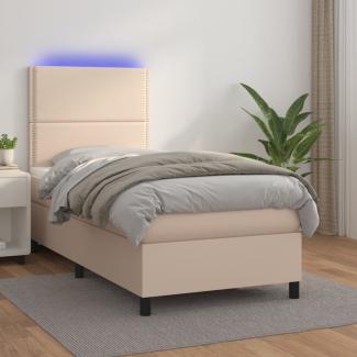 vidaXL Polsterbett mit Matratze & LED Cappuccino-Braun 80x200cm [3135854]