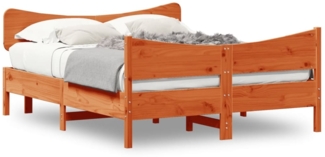 vidaXL Massivholzbett ohne Matratze Wachsbraun 150x200 cm Kiefernholz 3216380