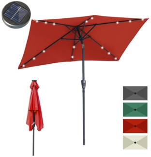 Clanmacy Ampelschirm 210x140 cm Aluminum Sonnenschirm Rechteckig Marktschirm mit LED Rot