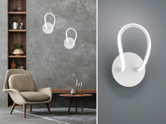 LED Wandleuchte BOLOGNA Metall Weiß matt 3 Stufen Dimmer, Höhe 26cm