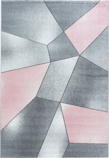 Teppium Teppich Geometrisch Design, Rechteckig, Höhe: 10 mm, Modern Kurzflor Teppiche Geometrisch Design Rosa Teppich Wohnzimmer