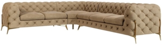 S-Style Möbel Ecksofa Ashley, Chesterfield mit Goldenen Metall Füßen, mit Wellenfederung