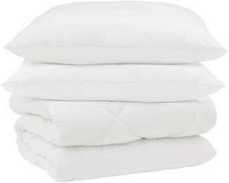 vidaXL Winterbettdecke mit Kissen 3 pcs Weiß Mikrofaser 3377808