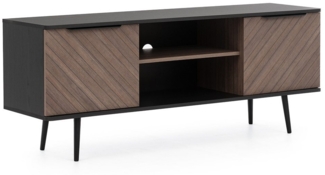Lomadox Lowboard PRETORIA-132, Fernsehschrank, 150cm breit, graphit mit braun in Holzoptik, 2 Türen