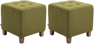 CLP 2er Set Sitzhocker Pharao, antik-hell mit hochwertiger Polsterung,grün