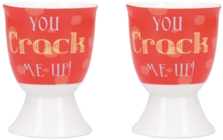 neuetischkultur 2er-Set YOU CRACK ME UP Eierbecher Porzellan