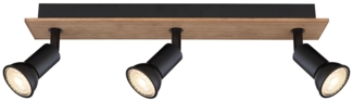 Deckenstrahler, Holz schwarz braun, bewegliche Spots, L 40cm